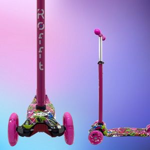 pink three-wheeled scooter