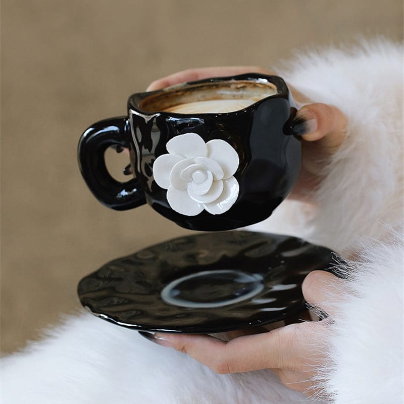 Coffee cup and saucer with a distinctive design