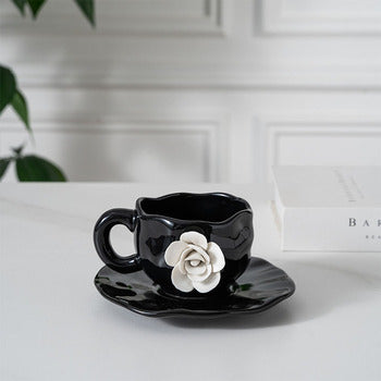 Coffee cup and saucer with a distinctive design