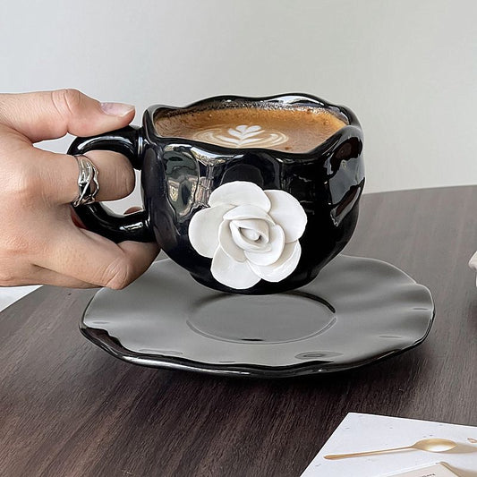 Coffee cup and saucer with a distinctive design